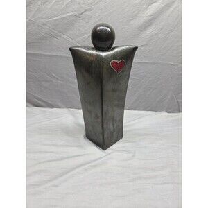 Rare 14" Barb Hertel Studio Pottery "Guardian Spirit" Sculpture with Red Heart